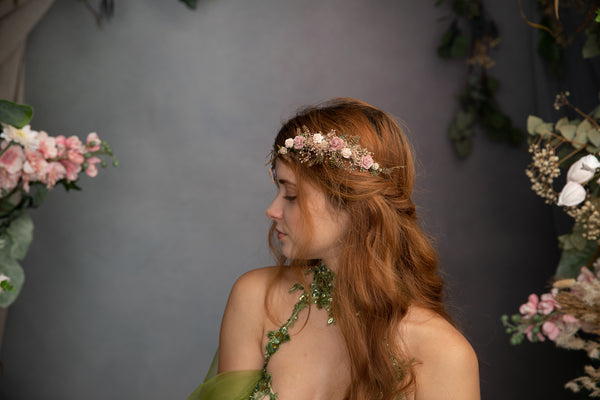Blush vintage flower elven tiara