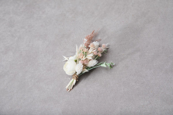Romantic pastel flower set Bridal set Ivory Flower girl hair clip Boutonniere Flower corsage for groom Wedding belt Blush and peach