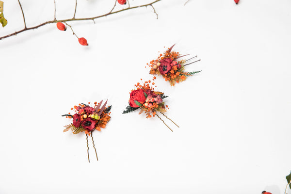 Autumn flower hairpins