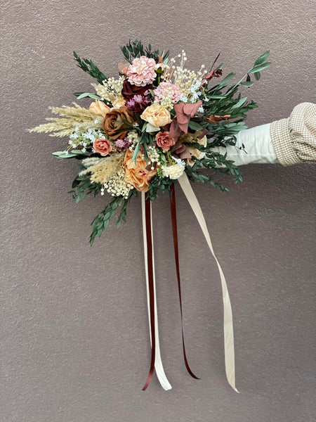 Rustic Boho bridal bouquet, Natural wedding bouquet, Autumn rusty and ivory bouquet, Natural olive leaves bridal bouquet, Magaela, Bridal accessories