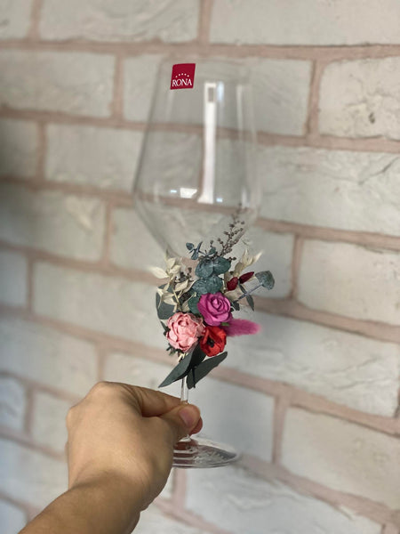 Customisable Flower arrangement for Wedding glasses Bride and Groom glasses decoration Attachable Flowers Durable flower decor for wine/champagne glasses