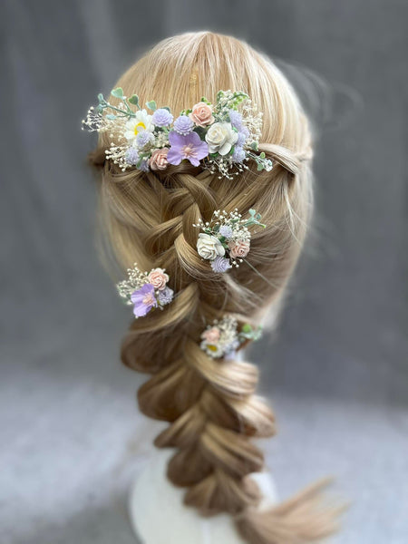 Pale purple bridal flower set