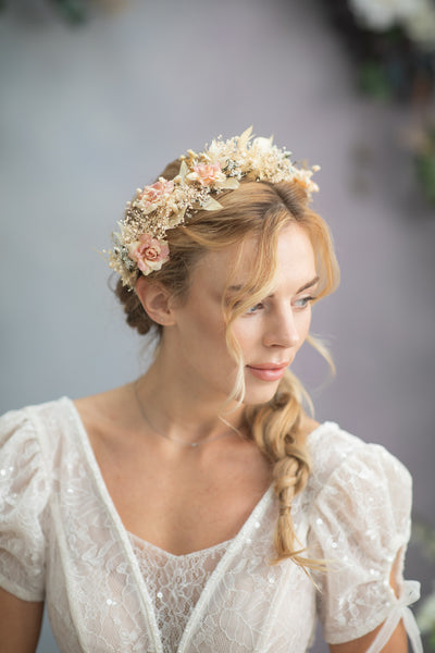 Romantic rustic flower hair crown