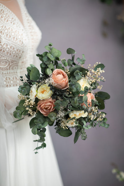 Romantic eucalyptus bridal bouquet