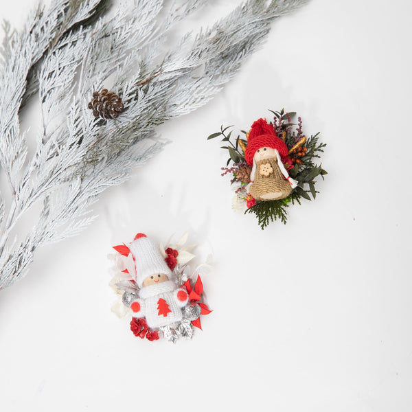 Christmas brooches Doll winter brooch Flower brooch for coat Original and unique brooch Christmas gift Santa Claus Gift for daughter Magaela