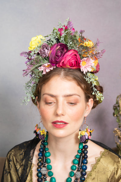 Colourful Frida Kahlo flower headband