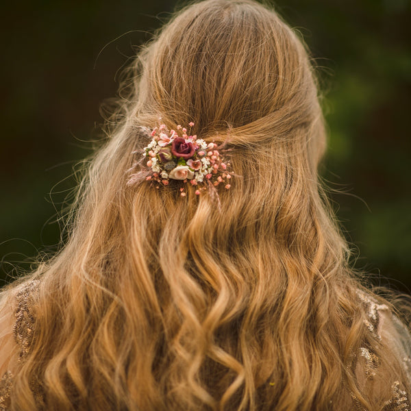 Autumn romantic flower hair clip Wedding hair clip Baby's breath bridal clip Hair accessories for bride Autumn wedding hair piece Magaela