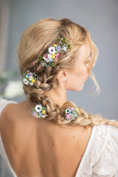 Meadow flower hair comb and hairpins