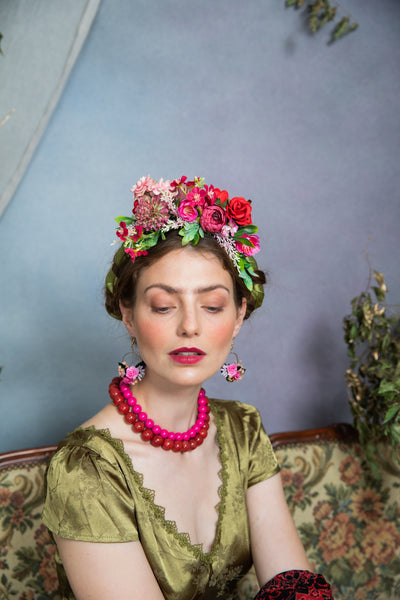 Pink and red Frida Kahlo headband