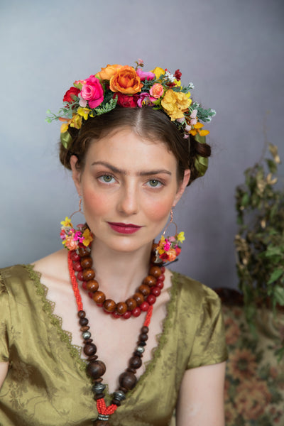 Colourful flower Frida Kahlo hair crown