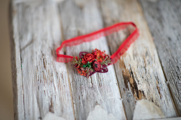 Red wedding flower garter