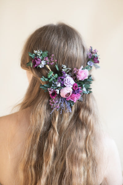 Purple shapeable flower hair vine