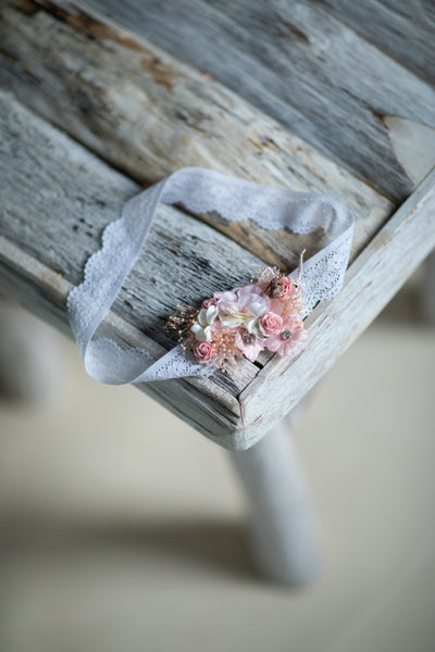 Pink and white wedding lace garter