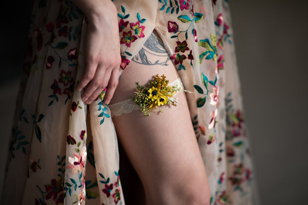 Sunflower bridal lace garter