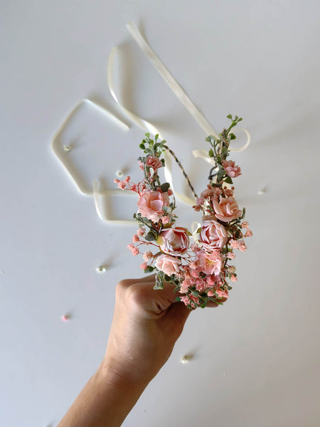 Romantic flower wreath with peonies