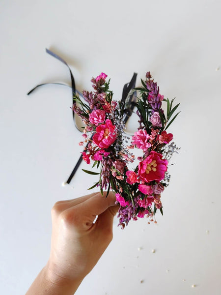 Matching magenta flower hair crowns