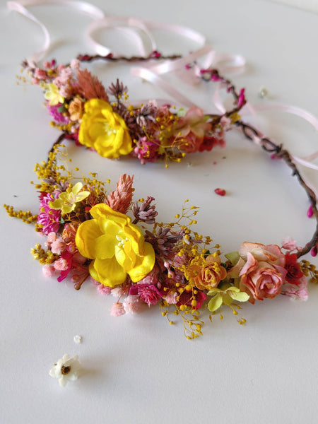 Boho summer wedding hair wreaths