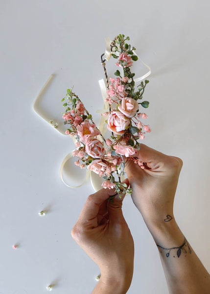 Romantic flower wreath with peonies