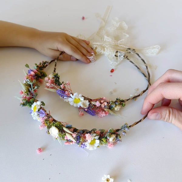Matching set of meadow hair wreaths