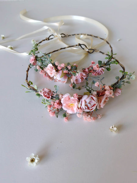Romantic flower wreath with peonies