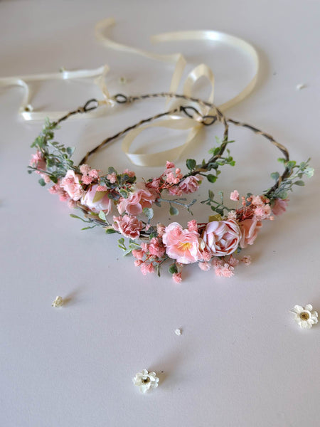 Romantic flower wreath with peonies