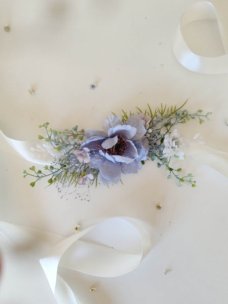 Blue flower belt for bride