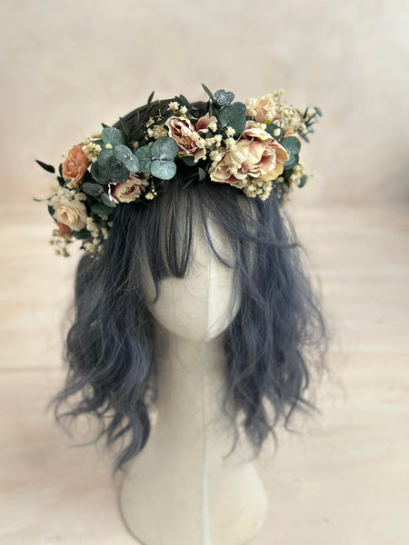 Pastel wedding hair wreath Romantic bridal flower crown Magaela accessories Hair accessories Wedding Blumen haarkranz Pink Rosa wreath