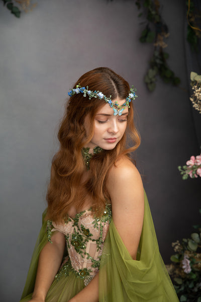 Baby blue flower tiara with butterfly