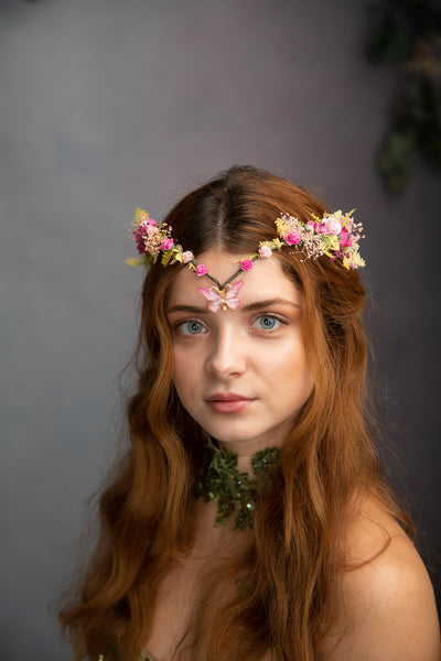 Romantic elf crown with butterfly