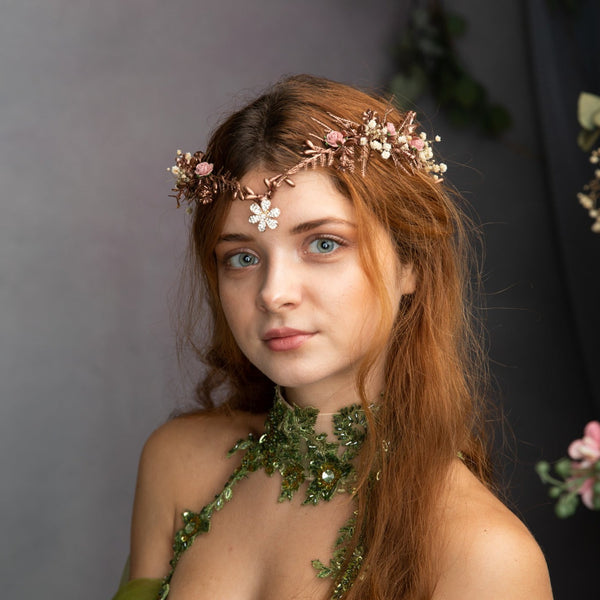 Romantic rose gold elven tiara