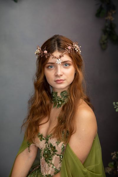 Romantic rose gold elven tiara