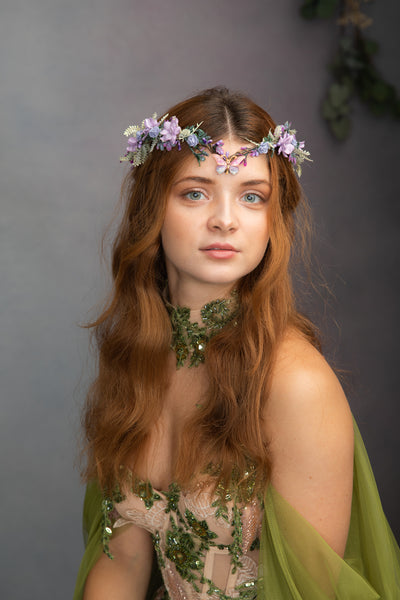 Lilac elf flower tiara
