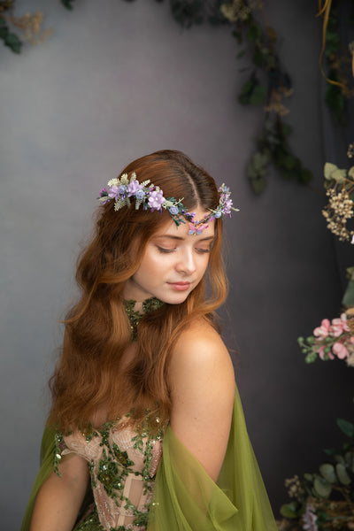 Lilac elf flower tiara