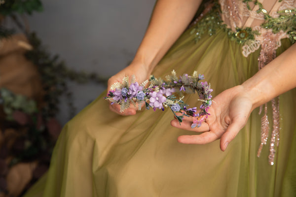 Lilac elf flower tiara