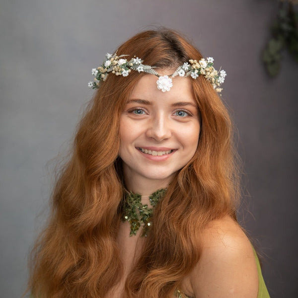 Romantic white flower elf tiara