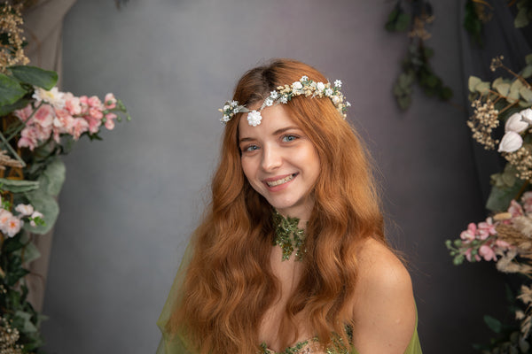 Romantic white flower elf tiara