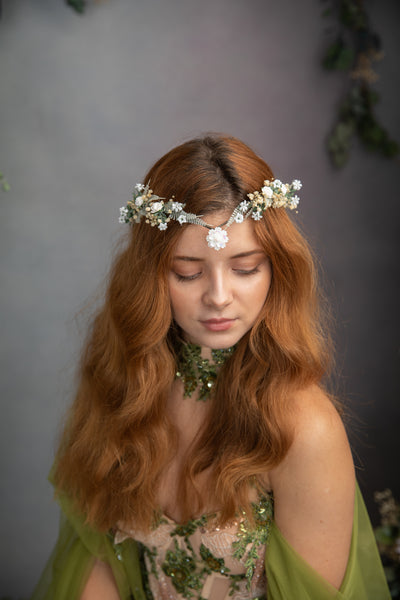 Romantic white flower elf tiara