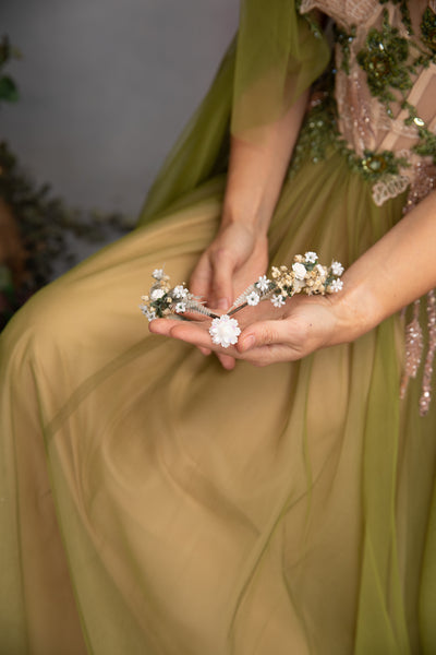 Romantic white flower elf tiara
