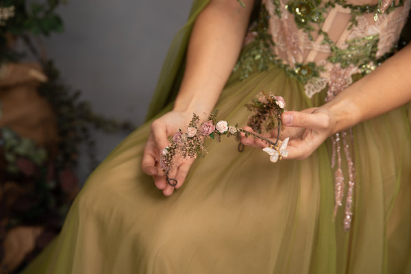 Blush vintage flower elven tiara