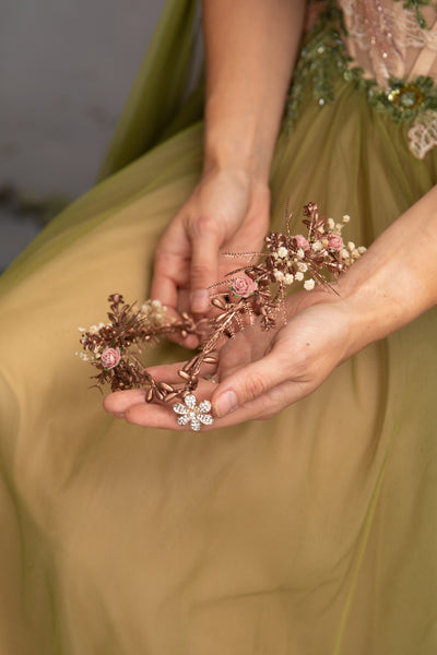 Romantic rose gold elven tiara