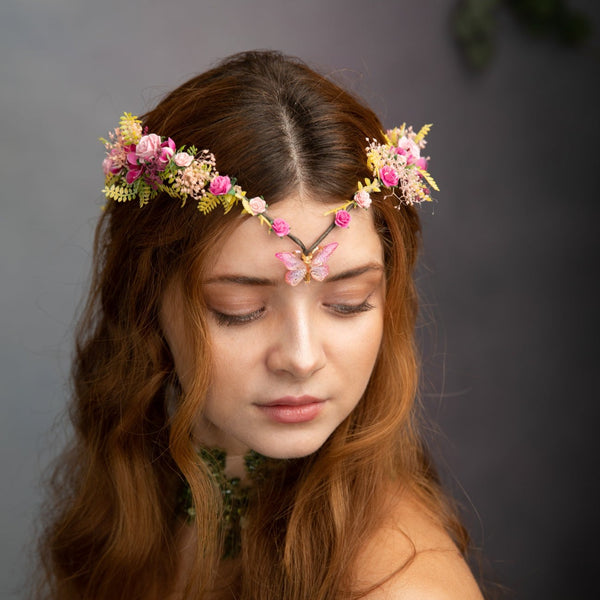 Romantic elf crown with butterfly