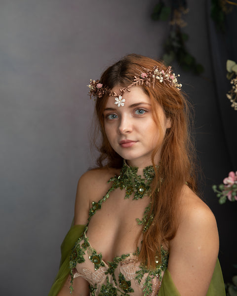 Romantic rose gold elven tiara
