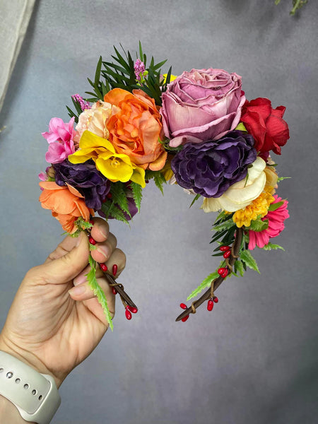 Colourful flower Frida Kahlo headband
