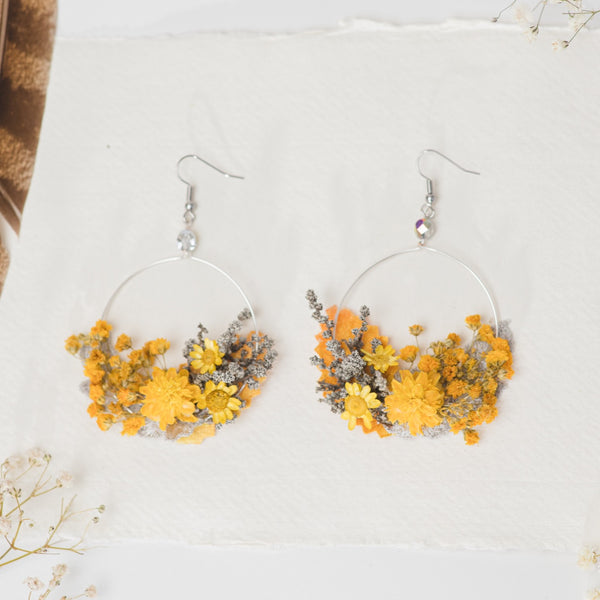 Ochre flower earrings for bride