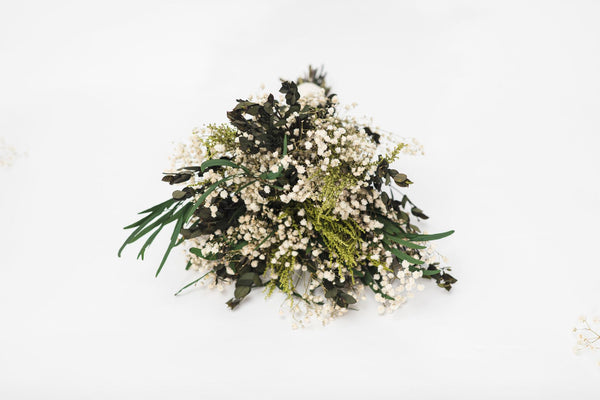 Greenery bridal bouquet Eucalyptus and baby's breath bouquet Natural Green and ivory wedding bouquet Magaela handmade Preserved flowers