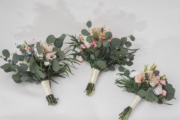 Romantic wedding bouquet 3 sizes available Bridesmaid bouquets Small bridal bouquet Pink Peach Ivory Eucalyptus Baby's breath bouquet Blush