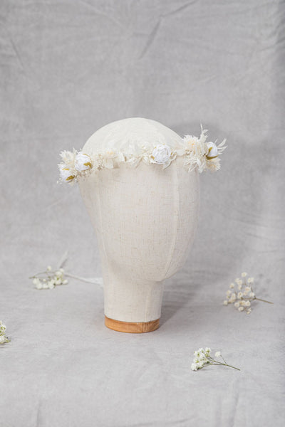 Communion flower wreath with white peonies