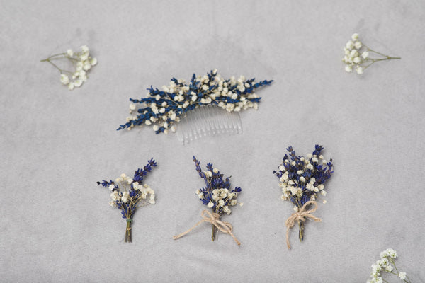 Lavender boutonniere Natural groom buttonhole Witness jacket pin Groomsmen corsage Best man boutonnieres Provence boutonniere Magaela