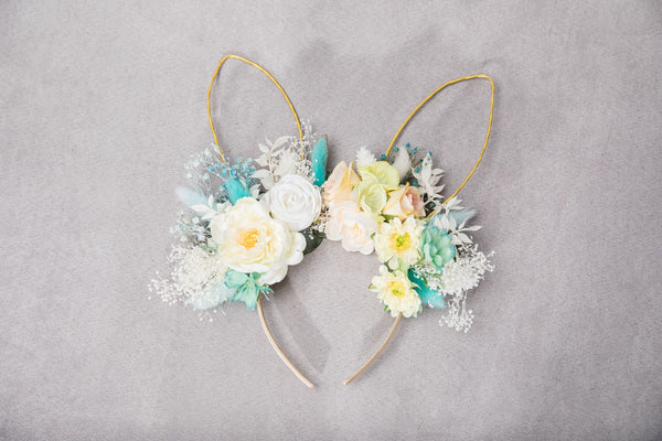 Easter flower headband with bunny ears