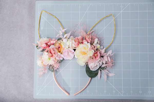 Easter flower headband with bunny ears